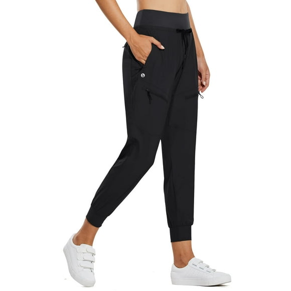 Pantalones de senderismo ligeros Joggers BALEAF para mujer, negros, talla M