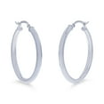 thumbnail image 3 of Decadence 14k White Gold Solid Polished Round Hoop Earrings for Women | 3mm Thick | Classic Style | Round Hoop Earrings | Secure Click-Top | Shiny Polished Earrings for Girls, 3x30mm, 3 of 5