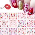 thumbnail image 1 of Calcomanías de uñas para el día de San Valentín, 12 hojas de corazón, rosa, amor, labios sexys, lápiz labial, arte de uñas de San Valentín, pegatinas de tatuaje, decoración de uñas DIY para mujeres y, 1 of 5
