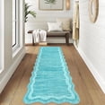 thumbnail image 2 of 2x6 Washable Runner Rugs for Hallway Non Slip Kitchen Runner Rug with Rubber Backing, Modern Low Pile Scalloped Stain Resistant & Non-Shedding Rug Soft Indoor Carpet, Blue Green, 2 of 9