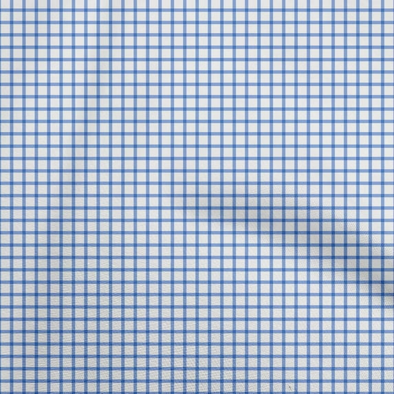 oneOone Cotton Poplin Medium Blue Fabric Gingham Fabric For Sewing Printed Craft Fabric By The Yard 56 Inch Wide