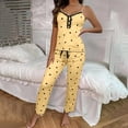 thumbnail image 2 of XIAONU Womens Pajama Set Lace-Trim Heart Print Cami Top And Pants Sweet Cozy Loungewear, 2 of 5