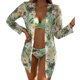 thumbnail image 3 of Traje de baño de bikini de 3 piezas con estampado floral y tirantes finos para mujer con cubierta para playa, 3 of 8