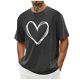 thumbnail image 1 of Tops para hombre, blusas y camisas de cuello redondo y manga corta para hombre. Camiseta/camisa informal de cuello redondo y manga corta con estampado de corazones para hombre. Tops de poliéster para, 1 of 4