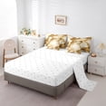 thumbnail image 3 of YST Gold Marbling Bedding Comforter Sets 7pcs Brown Abstract Artwork, King Bedding Set with Colorful Foil Print Glitter, 3 of 4
