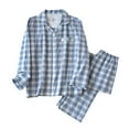 thumbnail image 2 of Mens Plaid Pajamas Sets 2 Pack Long Sleeve Sleepwear Suits Casual Button-Down Shirts Wide Leg Pants Homewear Loungewear Set with Pocket, 2 of 3