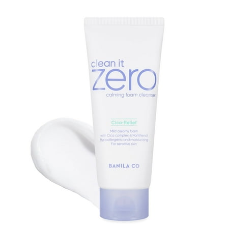 BANILA CO Clean It Zero Calming Foam Cleanser | Rich Lather Hydrating Cleansing With Soothing Finish | CICA Relief for Sensitive Skin | Vegan & Hypoallergenic (150ml / 5.07 fl.oz)