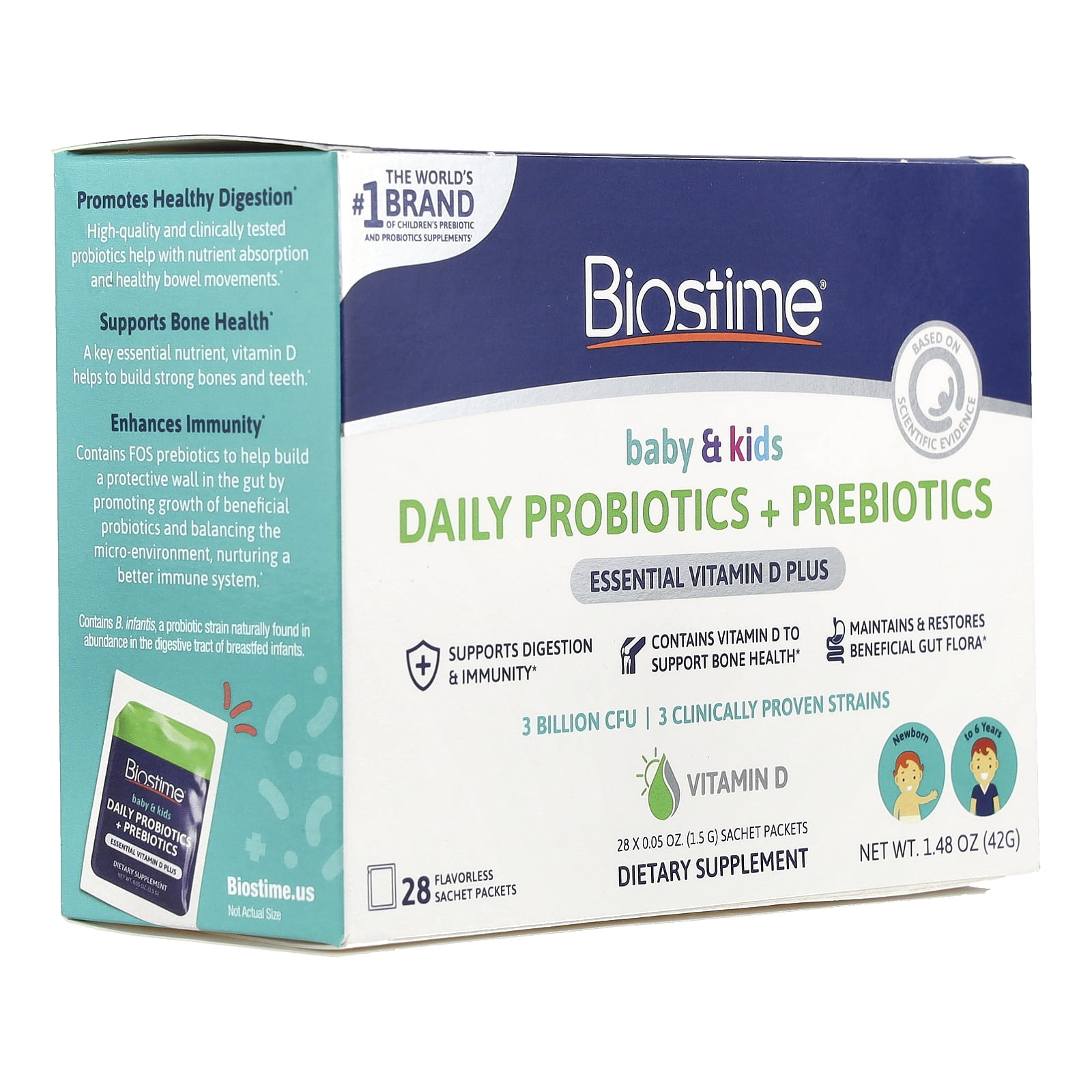 Biostime Baby & Kids, Daily Probiotics + Prebiotics, Newborn to 6 Years, Flavorless, 28 Sachet Packets, 0.05 oz (1.5 g) Each