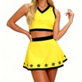 thumbnail image 7 of KHONTS Cheerleading for Women Tank Tops Pleated Skirts Cute Outfits for Carnival Party Clubwear 04-Yellow XL, 7 of 7