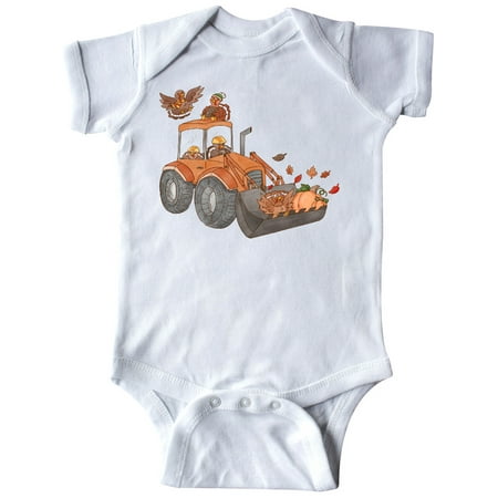 

Inktastic Cute Turkeys On A Bulldozer Gift Baby Boy or Baby Girl Bodysuit