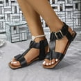 thumbnail image 5 of THDHVS Flat Sandals for Women,Sandals Women,Women's Fashion Casual Belt Buckle Spring and Summer Flat Hollow Sandals Black 10, 5 of 6
