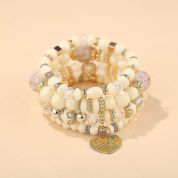 Pulsera de múltiples capas Yashi Joyería de mano con cuentas de cristal blanca