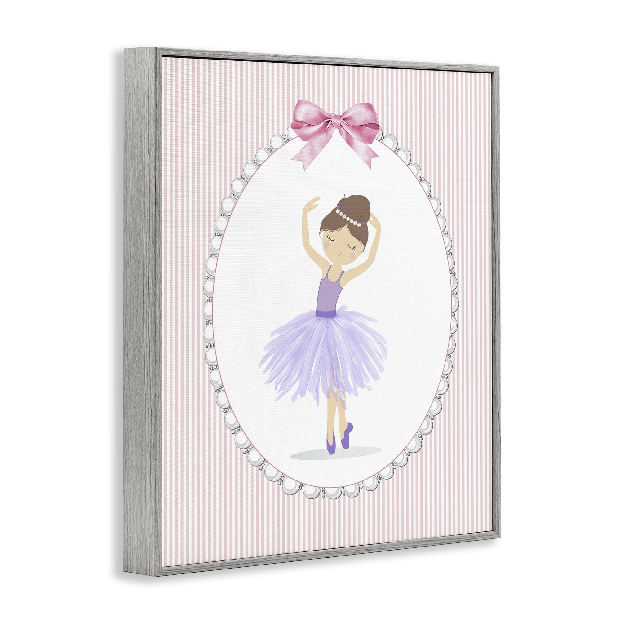 Stupell Industries Graceful Dance on Stripes Gray Framed Giclee Art, design by Christine Simpson Art