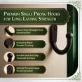 thumbnail image 5 of Renovators Supply Black Wrought Iron Wall Coat Hook 2" Proj. Single Hooks for Towel, Kitchenware, Robe or Jacket Rust Resistant Hanger Hooks w/Hardware Pack of 10, 5 of 7