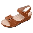 thumbnail image 6 of Orthopedic Sandals for Women Comfortable Low Wedges Breathable Footbed Arch Support Walking Shoes with Adjustable Strap Brown Size 6.5, 6 of 6