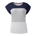 thumbnail image 4 of Womens Summer Tops Casual V Neck Solid Color Patchwork Sleeve Sleeve T-Shirt Ladies Beach Blouses Tees Tops for Women, 4 of 6