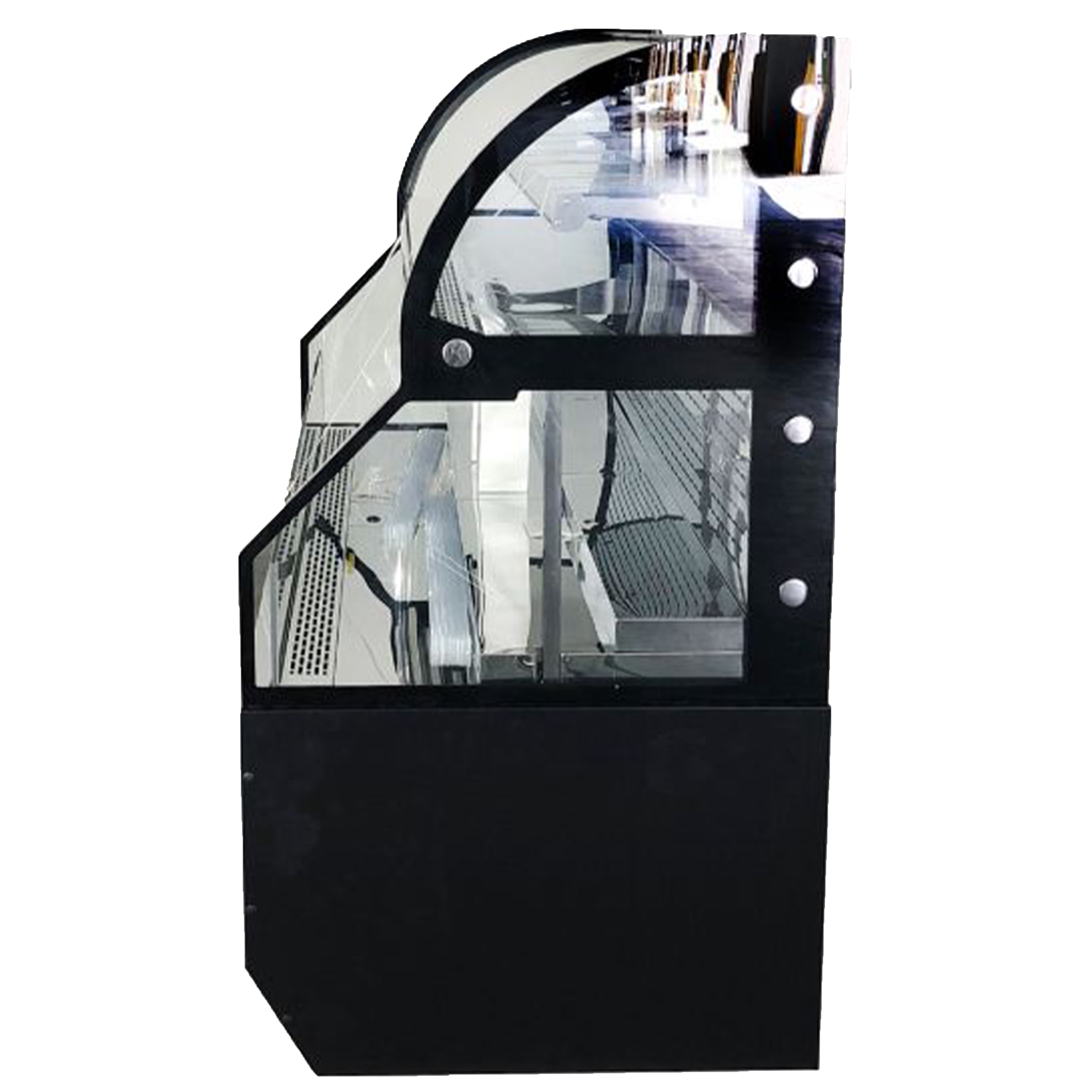 NSF 71 in. Commercial Refrigerator Open Air Dual Service Curved Top Glass Display 24.1 Cu.Ft. Merchandiser, Coffee Shop Showcase Cooler