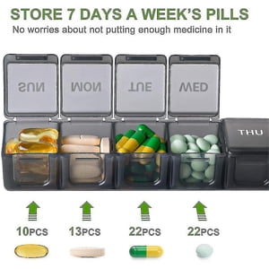 Jinsinto Extra Large Organisateur hebdomadaire de pilules, Xl Daily Pill Cases