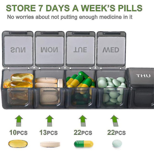 Jinsinto Extra Large Organisateur hebdomadaire de pilules, Xl Daily Pill Cases