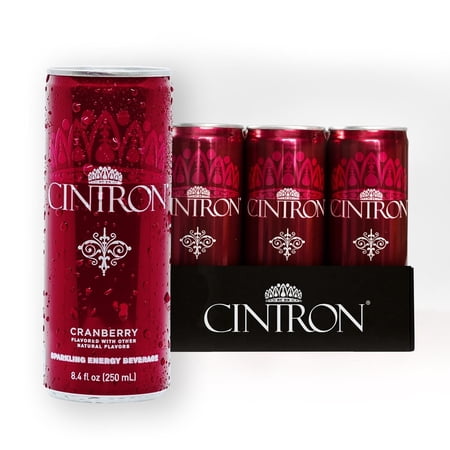 Cintron Sparkling Cranberry Caffeinated Energy Drink 6PK- Healthy Alternative W/ Less Calories