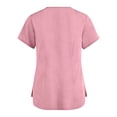thumbnail image 4 of Hearthz Scrub Top Women V Neck Short Sleeve Women Nurse Uniform with Pocket Pink Scrubs Top for Women, 4 of 5