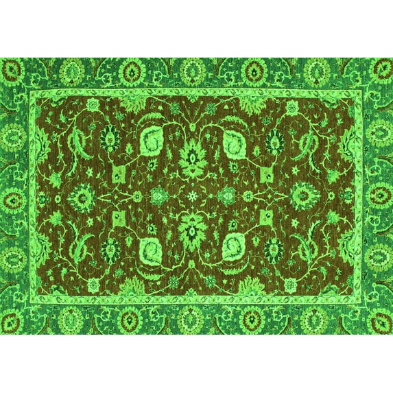 Ahgly Company Indoor Rectangle Oriental Green Modern Area Rugs, 2' x 4'