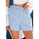 thumbnail image 5 of Shorts PRETTYGARDEN de Algodón a Cuadros para Mujer Talle S - Azul Claro, 5 of 9