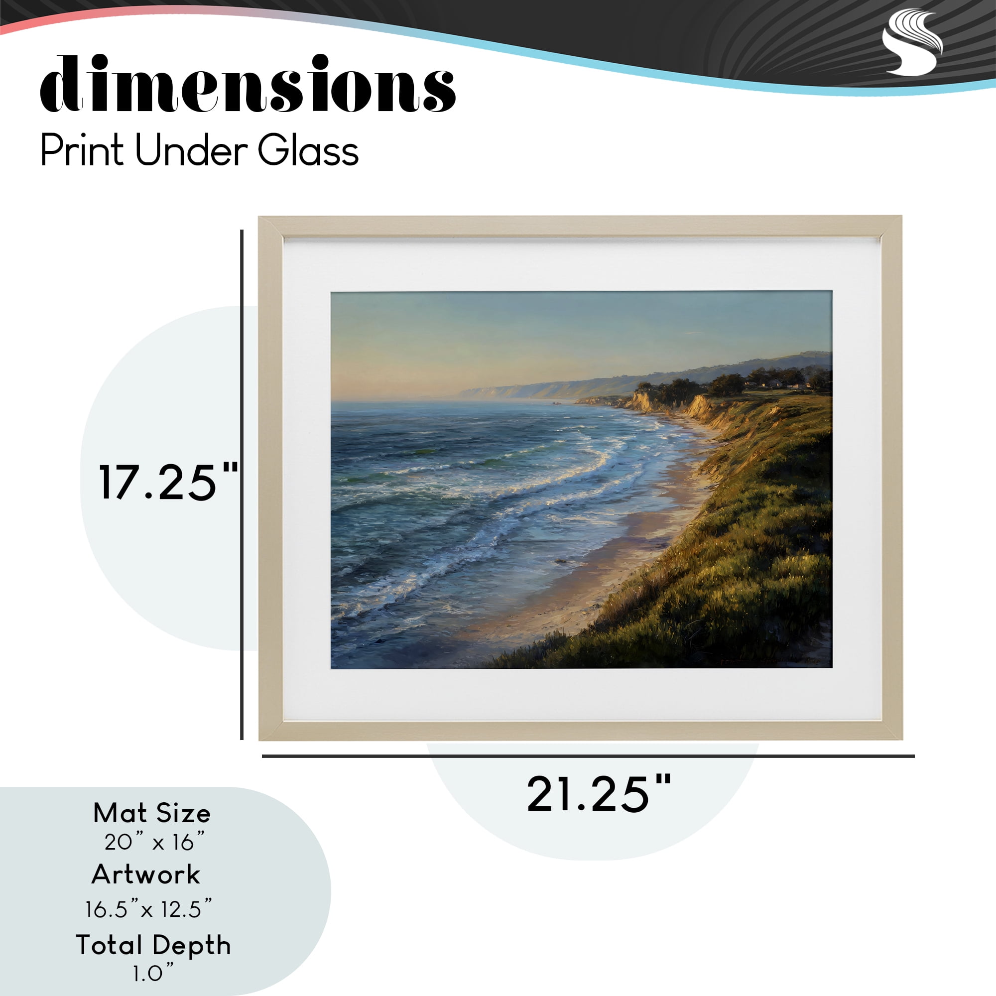 Stupell Industries Rounded Coastline View Birch Framed Print Under Glass, design by Franklyn Gregory