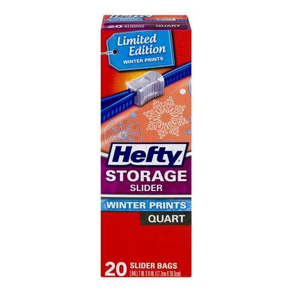 Hefty Slider Zipper Storage Bags, Quart, 20 Ct
