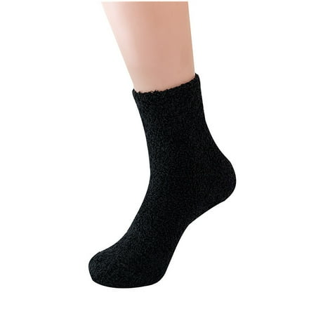 

Compression Socks for Women Men s Winter Coral Velvet Home Floor Socks Sleep Tube Socks Solid Male Socks Wool Socks Funny Socks Toe Socks Black One Size
