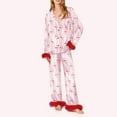 thumbnail image 2 of XIYON Pajama Sets For Women Bow Loose Casual Personality Printed Home Comfort Suit Soft Comfy Nightwear Soft Sleepwear Loungewear, 2 of 9