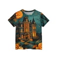 thumbnail image 2 of Boys Girls Halloween Short Sleeve Shirts Funny Ghost Pumpkin T-Shirt Cute Halloween Top 2-14 Years, 2 of 6