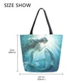 thumbnail image 4 of ALAZA Mermaid and Shark Large Shoulder Tote Bag Canvas Handbag for Outdoor Beach, 4 of 7