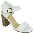 thumbnail image 1 of Delicious Women Thick Block Chunky High Heels Ankle Strap Open Peep Toe Studded Buckled Urkel-S White 5.5, 1 of 3