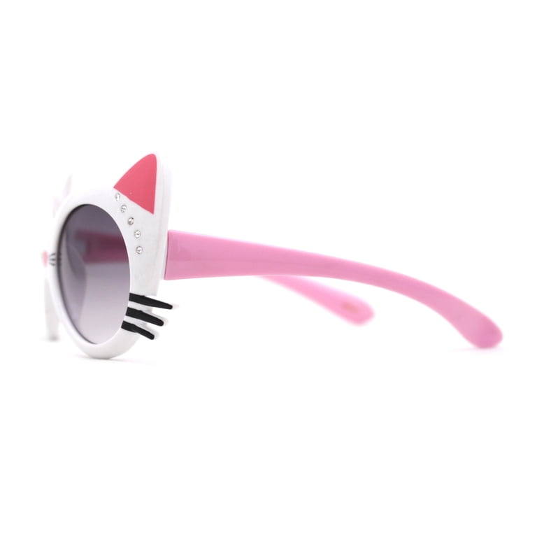 Cute Little Girls Kitty Cat Ear Whisker Round Sunglasses  display picture 1