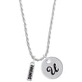 thumbnail image 1 of Delight Jewelry Silvertone Friends Silvertone Script Initial Disc - U - Charm Necklace, 20"+3", 1 of 4