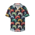 thumbnail image 2 of Lsque Retro Video Game print Men's Cuban Collar Short Sleeve Shirt Summer Beachwear Casual Button Down Fashionable Vacation Leisure Shirt-Medium, 2 of 7