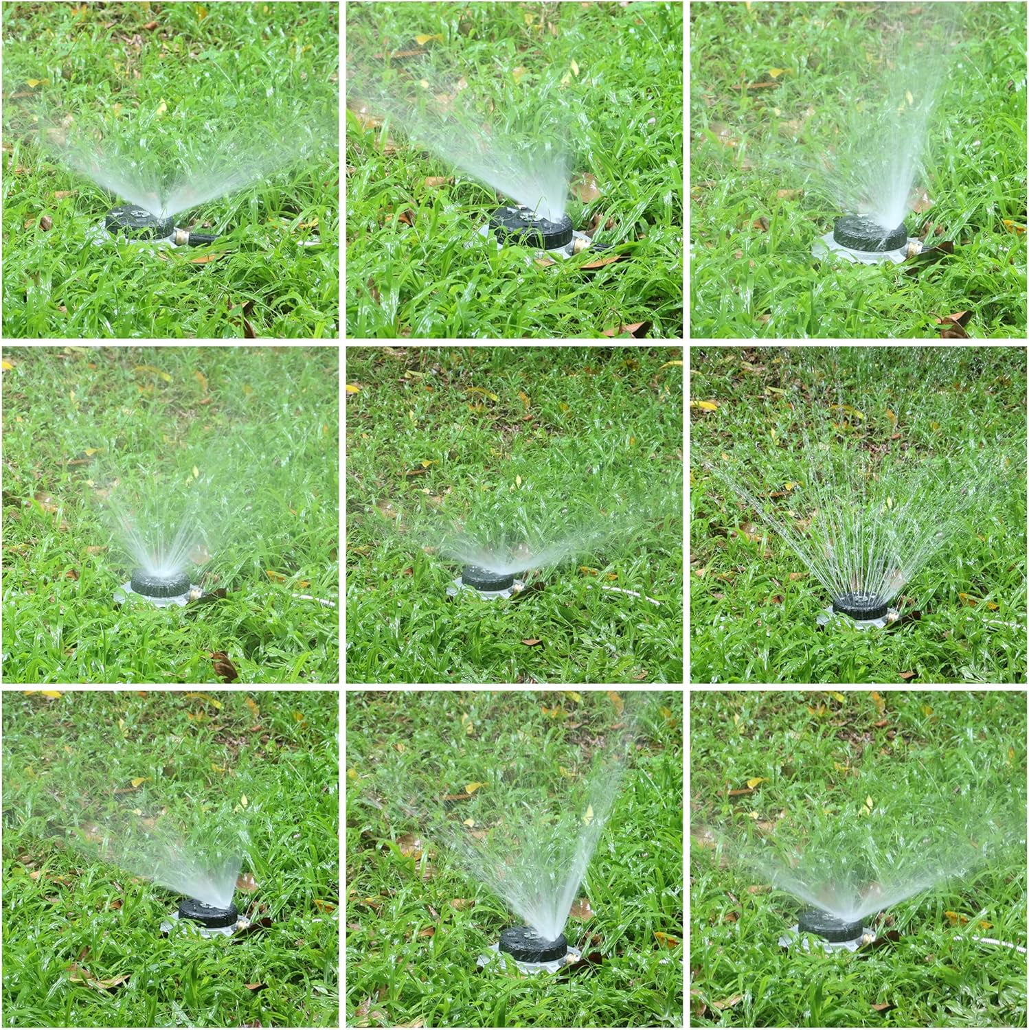 9-Pattern Turret Lawn Sprinkler with Heavy-Duty Metal Base, Adjustable Lawn Sprinkler for Yards, Gardens, Small to Medium Areas, Coverage Up to 1,022 Sq.Ft