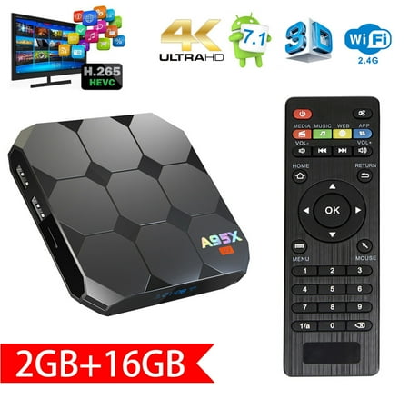 Android Box Wifi Sawpy A95X TV Box Android 7.1 R2 TV Box amlogic S905W Quad Core 64 Bit 2 GB Ram 16 GB Rom 4K UHD WiFi & LAN VP9 DLNA H.265 ()