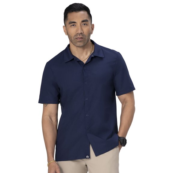 Chef Works Mens Durham Snap Work Shirt, Navy, 3X-Large