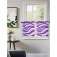 thumbnail image 3 of Purple Waves Tier Curtains 24 Inch Length, Sheer Curtains for Bedroom Living Room Window, Ombre Sea Ripples Shabby Beach Rod Pocket Voile Drapes Kitchen Curtains Small Half Window 27.5"x24" 2 Panels, 3 of 7
