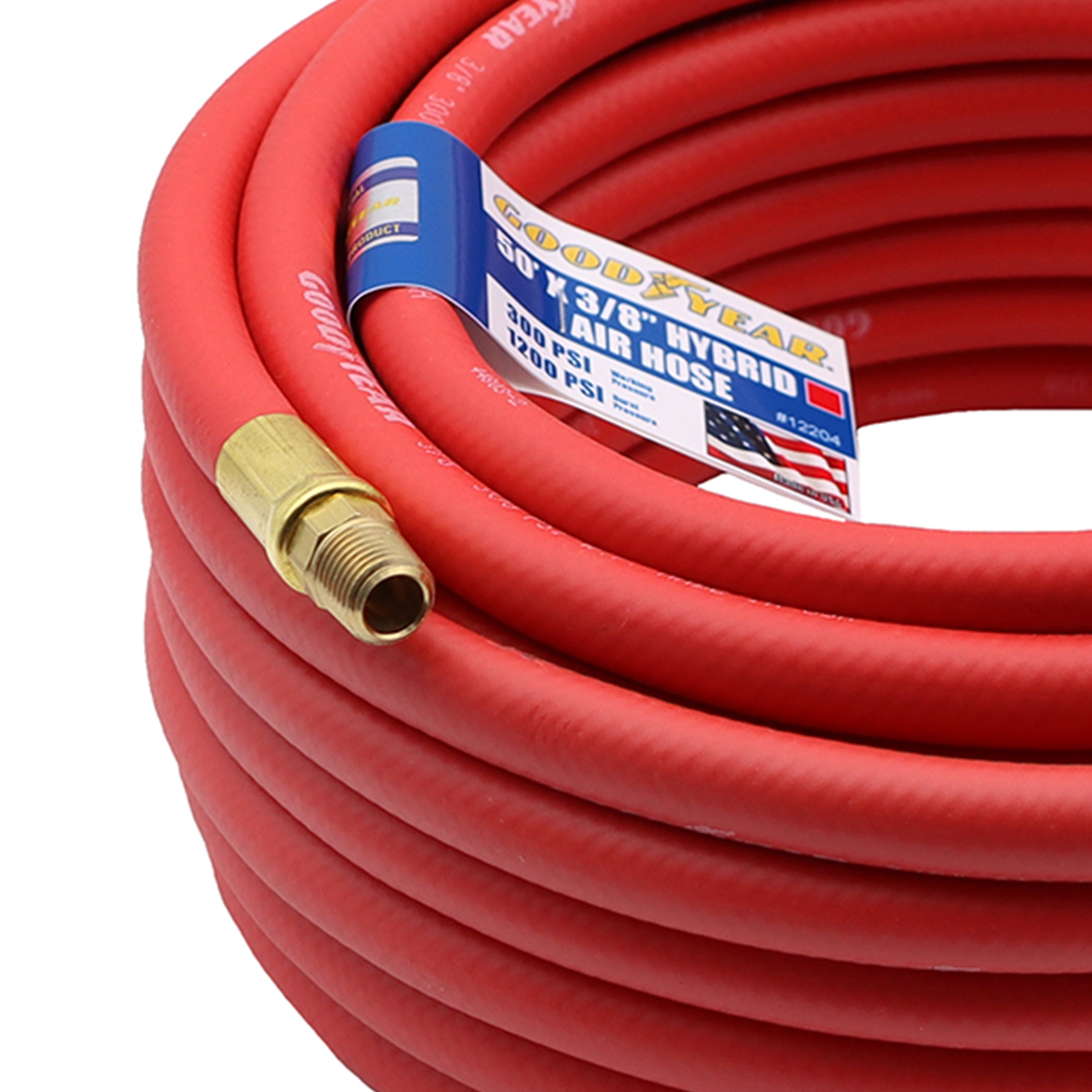 GoodYear Hybrid 50' X 3/8" Air Hose - 300 PSI - Red - Made in the USA