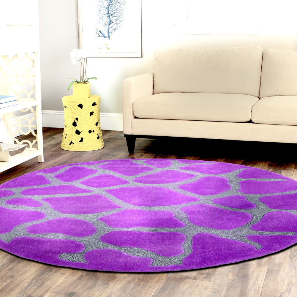 LR Home Fashion Purple Round Indoor Area Rug(3' x 3')