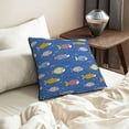 thumbnail image 6 of Velvet Decorative Throw Pillow Covers Set of 2, Soft Square Cushion Cover with Invisible Zipper Blue Sea Fish Printing, 16"x16", 6 of 7