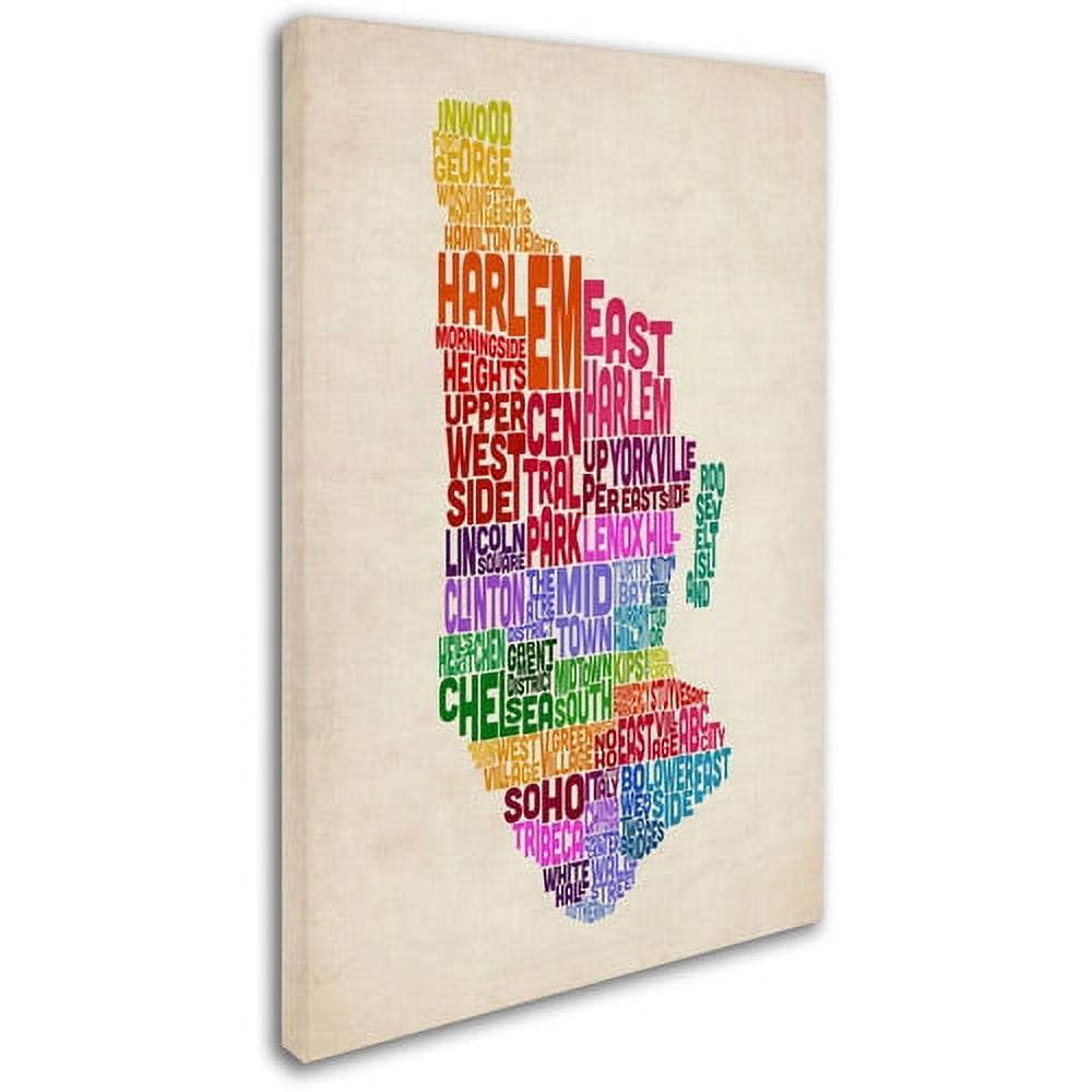 Trademark Fine Art "Manhattan Text Map" Canvas Art by Michael Tompsett