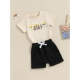 thumbnail image 6 of Aojekbee Baby Boys Summer Outfits Letter Print Short Sleeves T-Shirt and Elastic Shorts for 2 Piece Vacation Clothes Set, 6 of 10