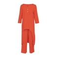thumbnail image 6 of uublik Hawaii Outfits for Women 2024 Long Sleeve Blouse and Elastic Waist Long Pants Suit Orange, M, 6 of 6