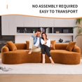 thumbnail image 4 of Compression Sponge Sofa Orange Curved Modular Sectional 30D High-Density Chenille Sleeper Couch for Apartment Living Room,110"L, 4 of 25