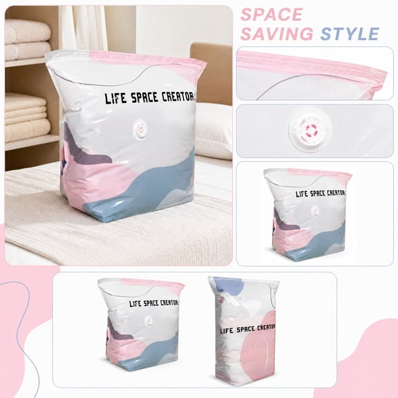 2026 Life Space Creator Storage Bags, 3D No-Pump Vacuum Bags - Press & Seal by Hand or Sit, Space-Saving Cubes for Comforters, Down Jackets, Bedding & Clothes -Dust-Proof Large 39×31×15"