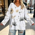 thumbnail image 6 of Nugftut Plus Size Tops for Women Long Sleeve Floral Graphic V Neck Blouses Casual Loose Fit Shirts, 6 of 7